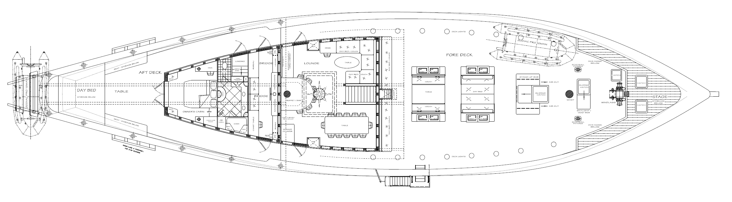 38m AMANDIRA Main Deck - Kasten Marine Design, Inc.