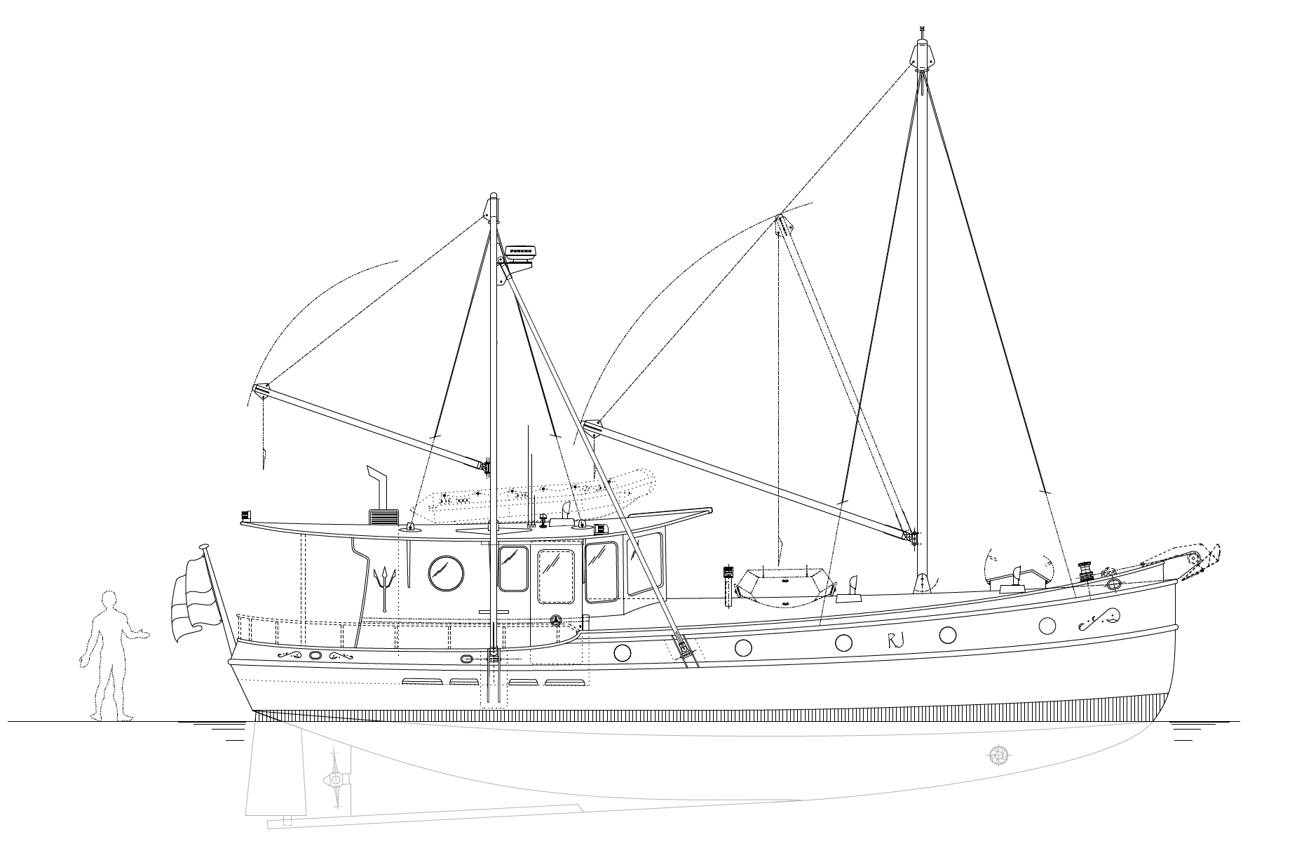 43' Roberta Jean Trawler Yacht - Kasten Marine Design, Inc.