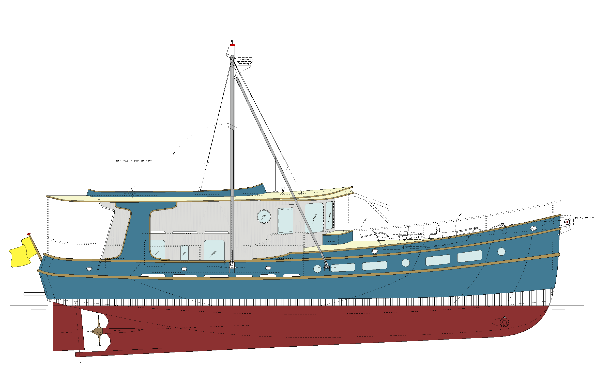 49' Vagrant Trawler Yacht - Kasten Marine Design, Inc.