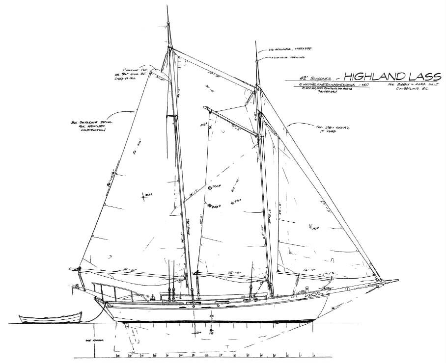 42' Schooner - HIGHLAND LASS - Kasten Marine Design, Inc.