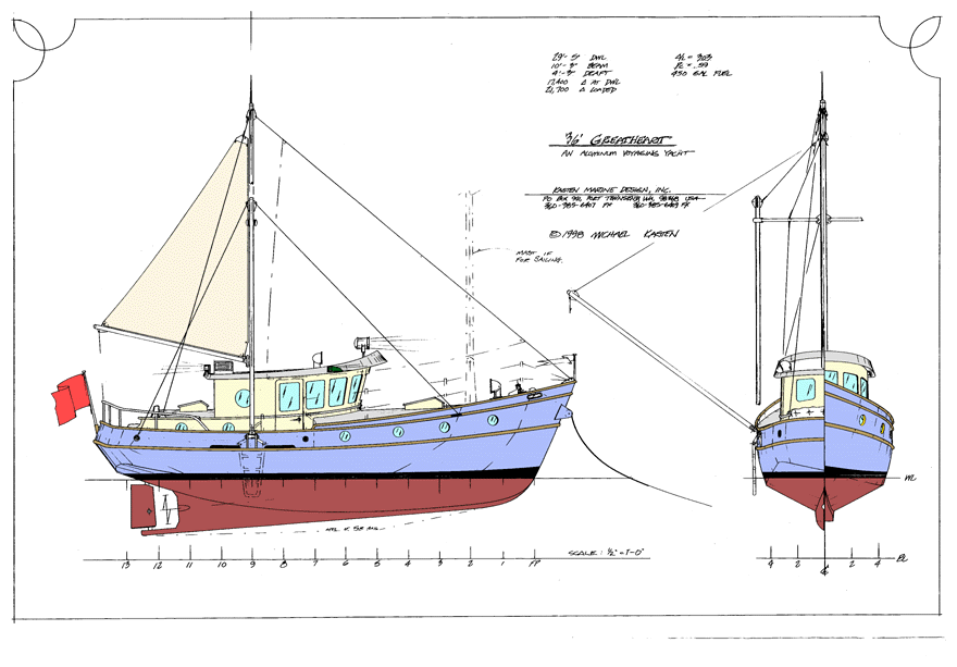 36' Pocket Trawler - GREATHEART - Kasten Marine Design, Inc.