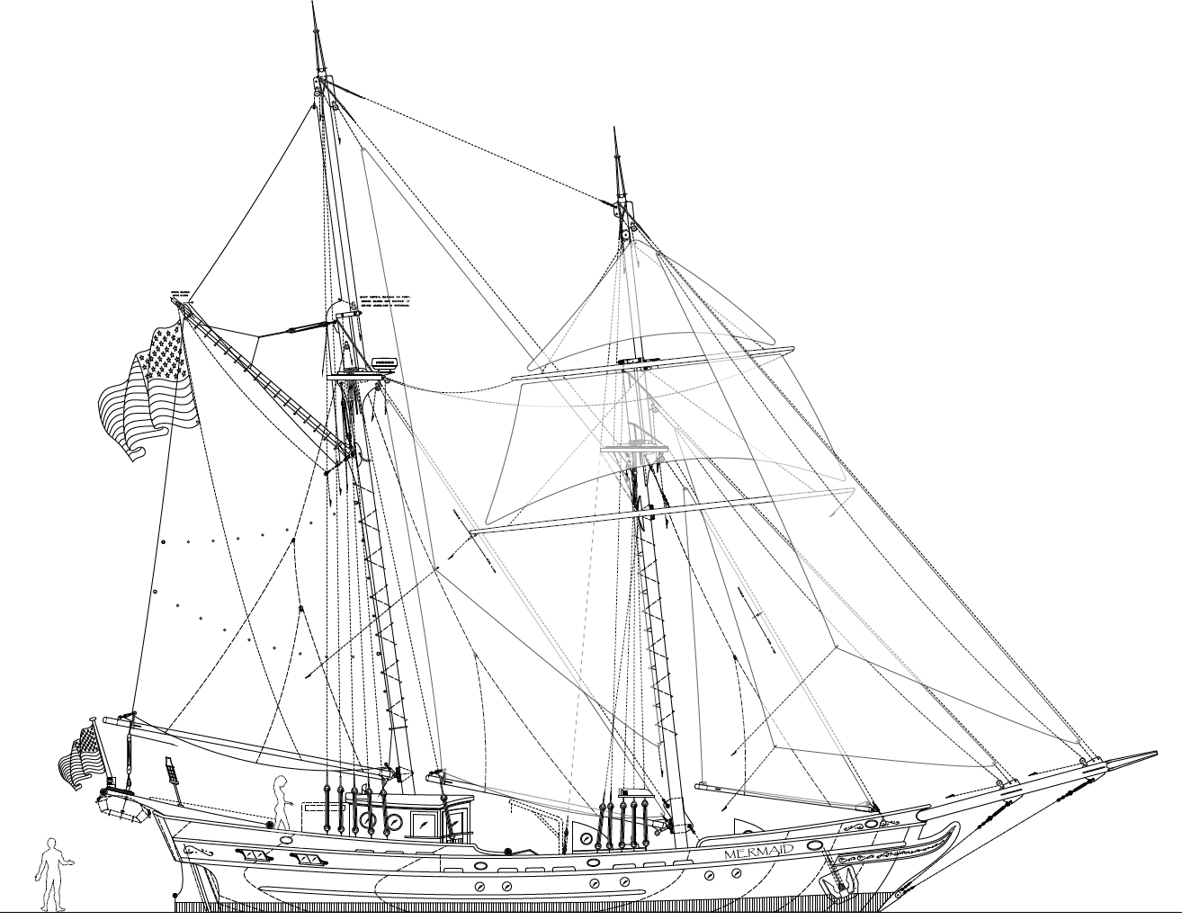 61' MERMAID - An Authentic 1700's Brigantine by Kasten Marine Design, Inc.