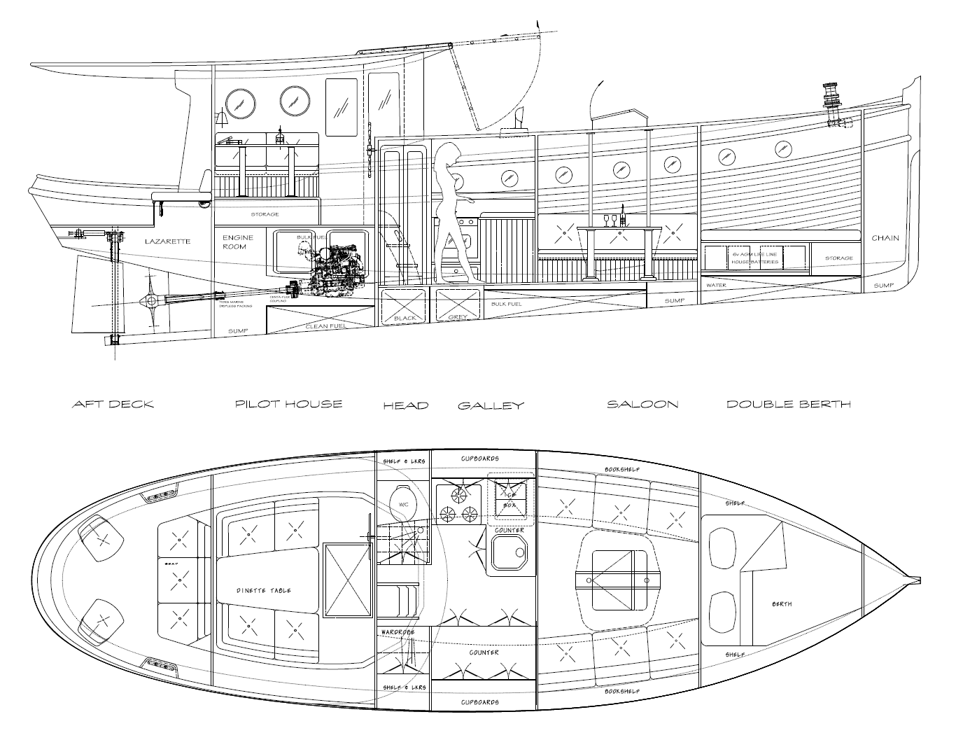 36' Trawler Yacht MOLLY - Kasten Marine Design, Inc.