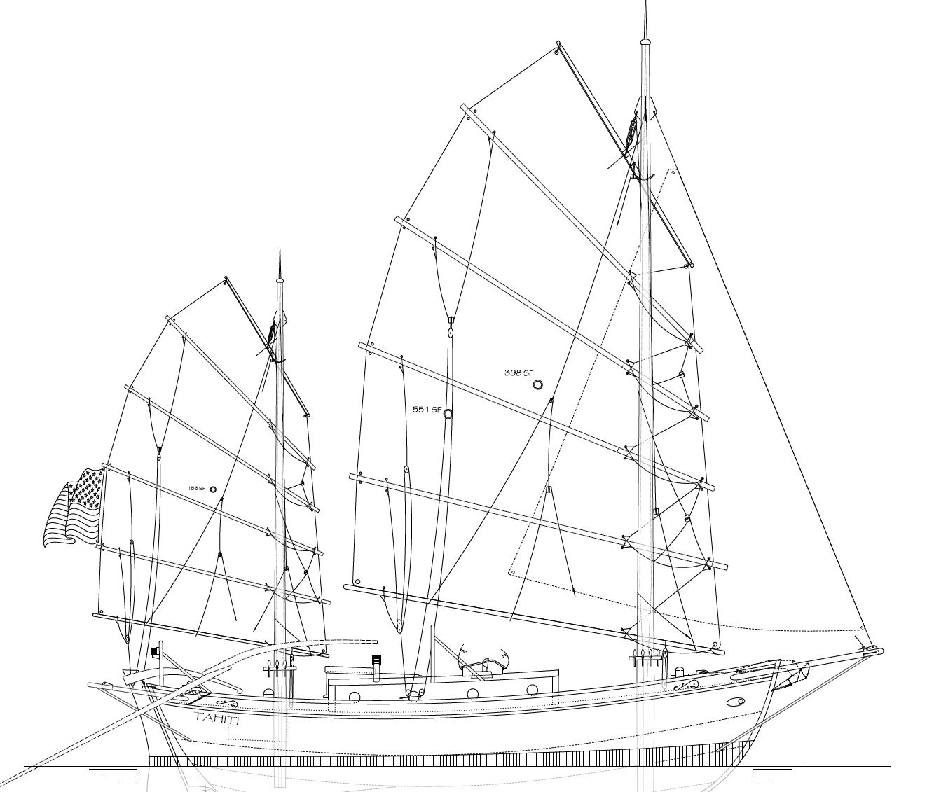 32' Tahiti Ketch Junk Rig - Kasten Marine Design, Inc.