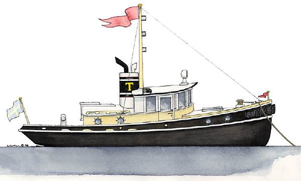 32' Tug Yacht - TERRIER - Kasten Marine Design, Inc.