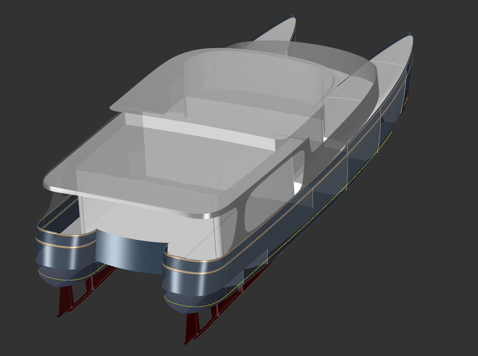 50' Aluminum Power Catamaran - WAVE CAT - Kasten Marine Design, Inc.